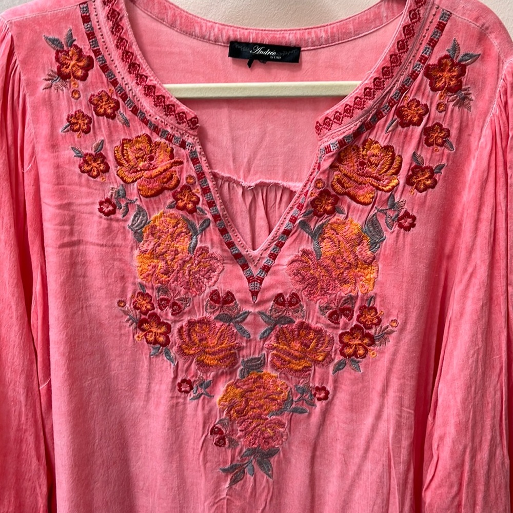 Embroidered rayon tunic, coverup